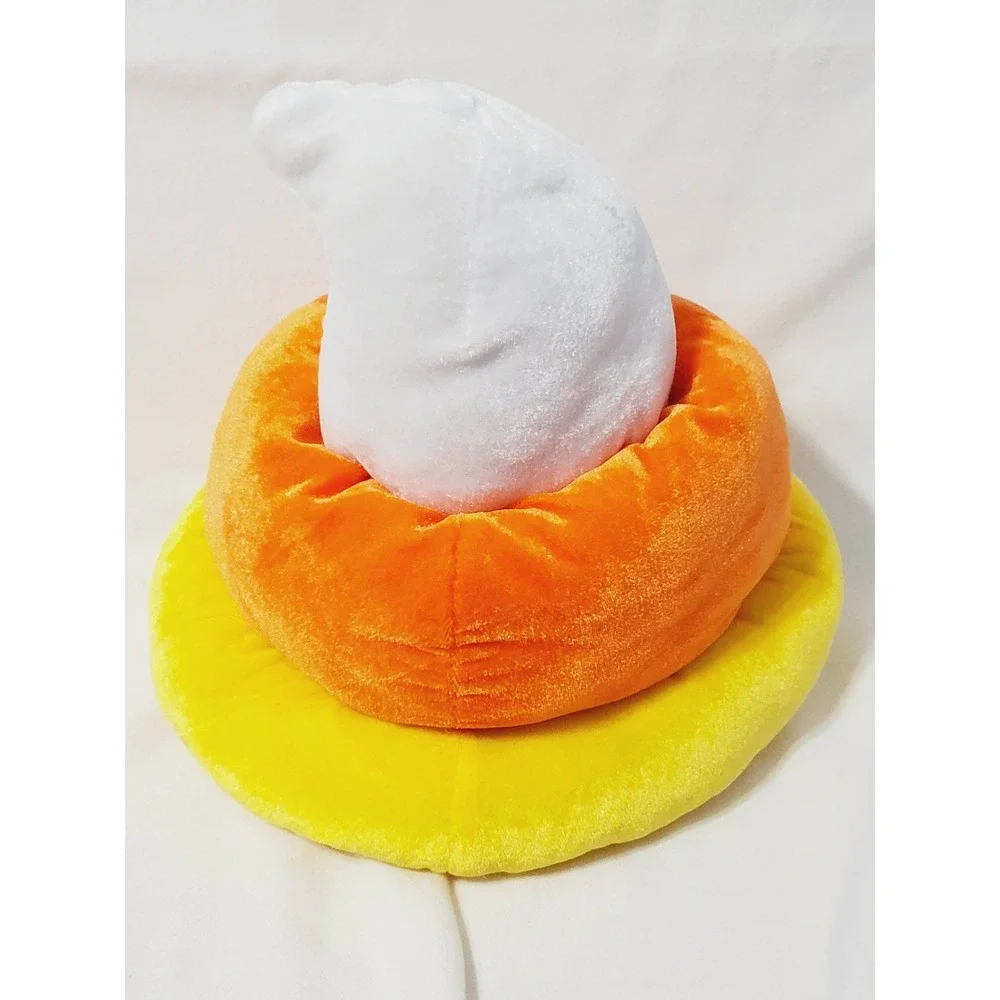 Six Flags Candy Corn Plush Hat Halloween Costume Accessory Orange Yellow White